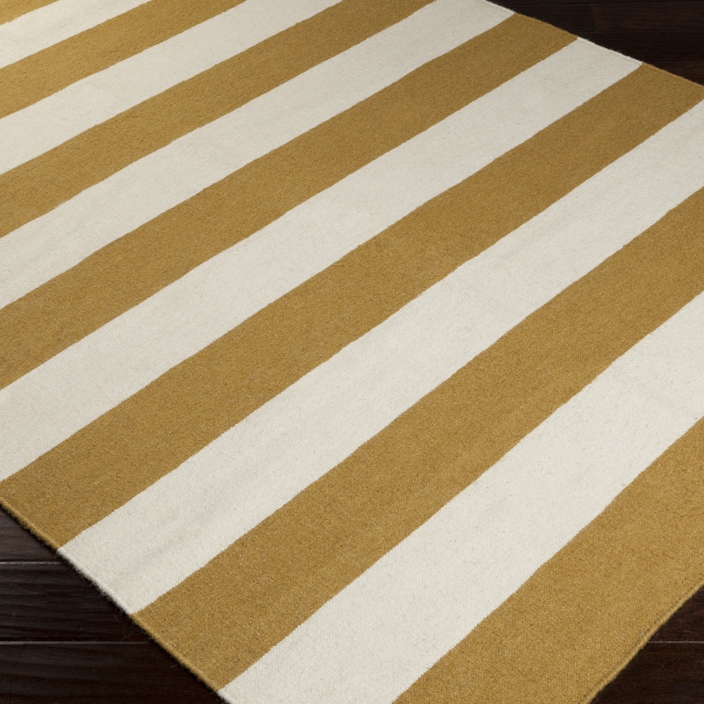 Handwoven Camelstripe Mustard Wool Rug (5 X 8)