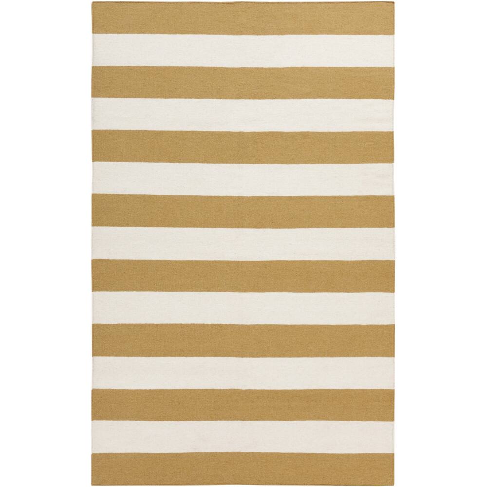 Hand-woven Yellow Stripe Mustard Wool Area Rug - 8' x 11'