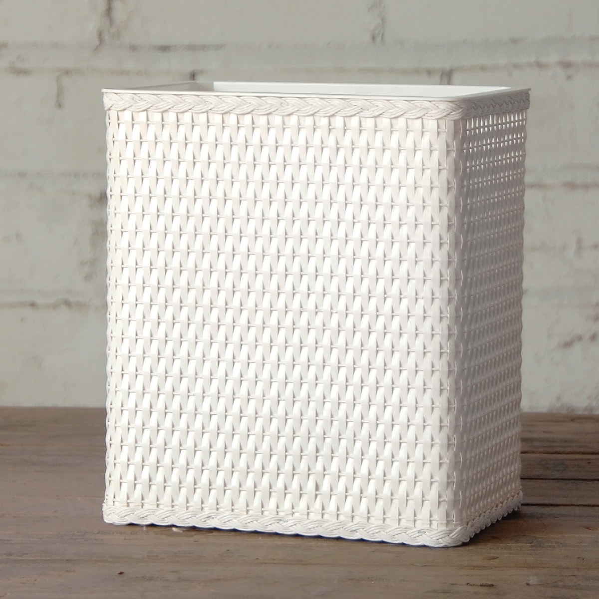 Carter White Rectangular Wastebasket