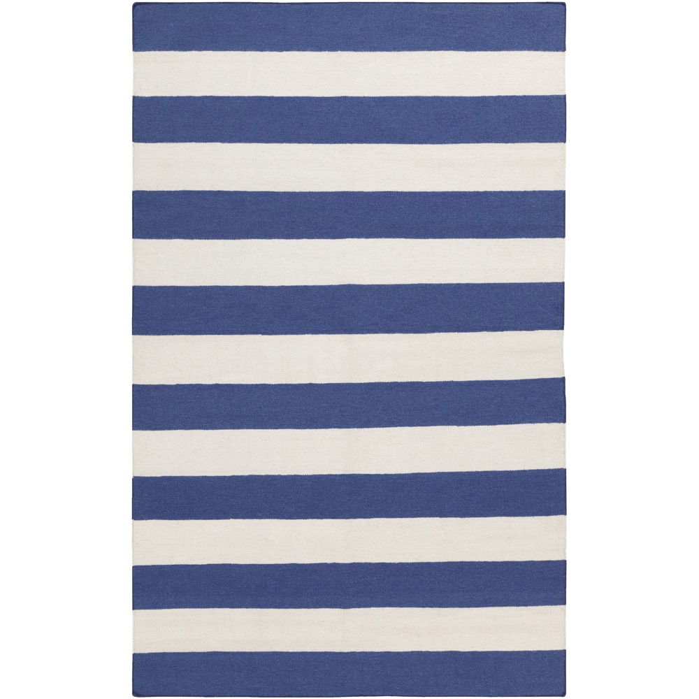 Handwoven Royalstripe Blue Corn Wool Rug (2 X 3)