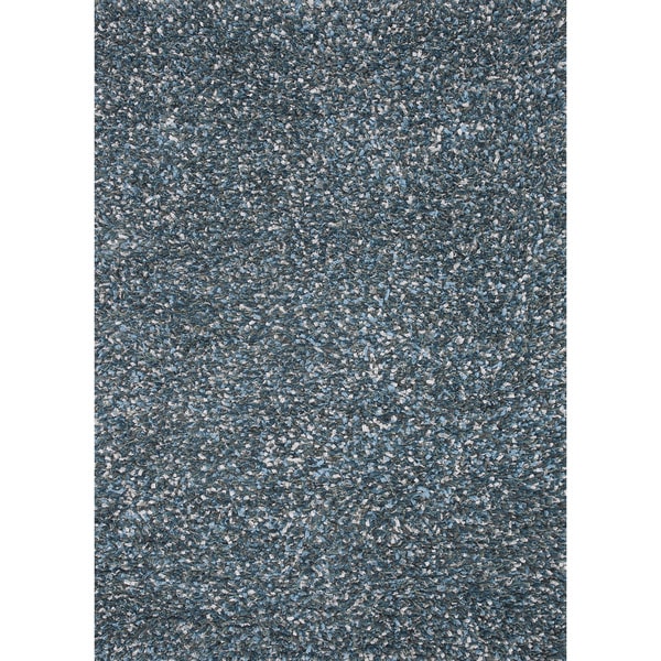 Hand woven Baxter Blue Shag Rug (76 x 96)