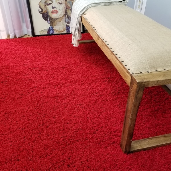 Shag Solid Red Area Rug - 5' x 7'