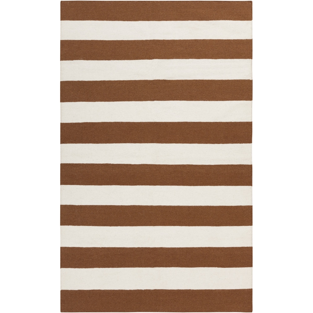 Handwoven Caramel Stripe Sepia Wool Rug (9 X 13)