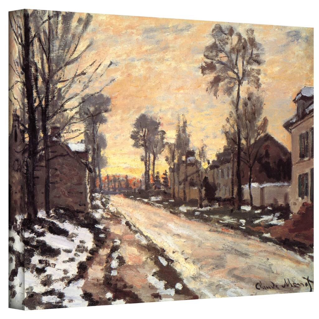 Claude Monet 'Snowy Country Road' 36x48 Gallery Wrapped Canvas