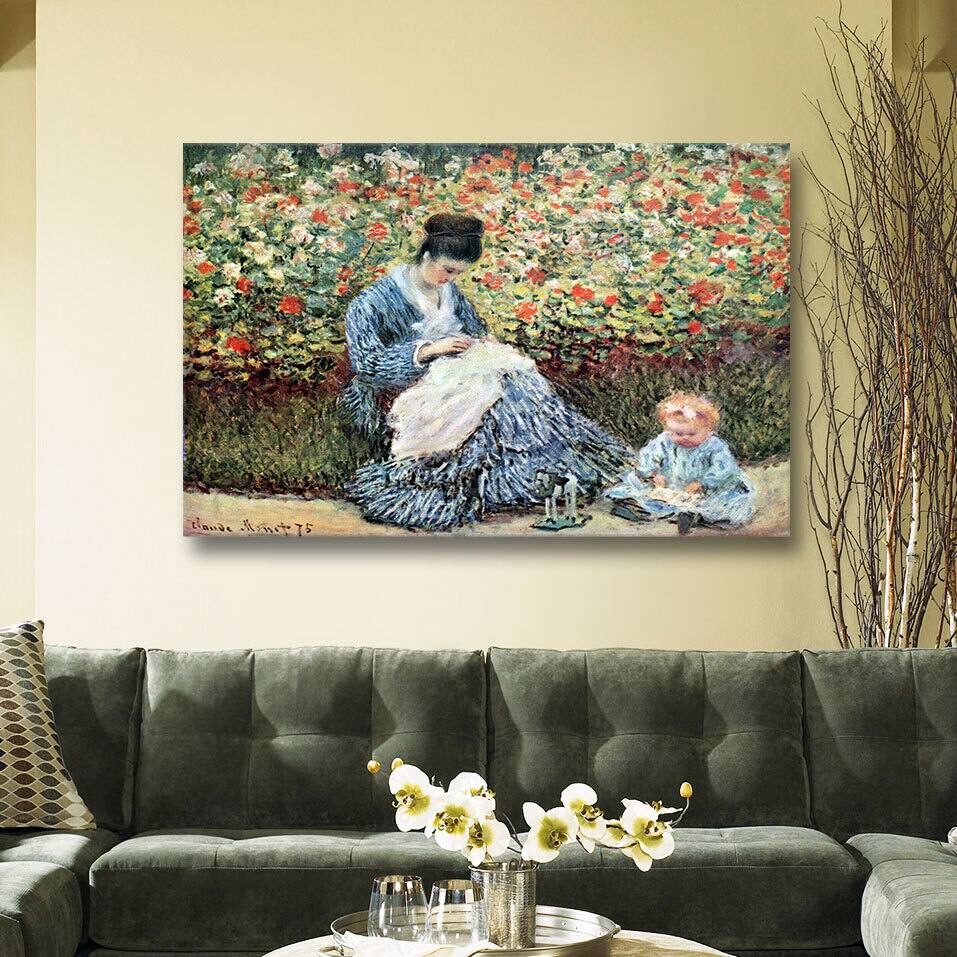 Claude Monet 'Mom and Child' Gallery Wrapped Canvas