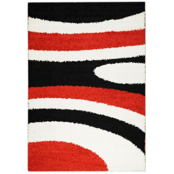 Geometric Waves Shag Rug (5' x 7') 5x8   6x9 Rugs