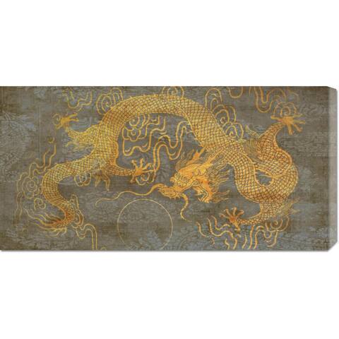 Global Gallery Joannoo 'Golden Dragon' Stretched Canvas - Gold/Grey