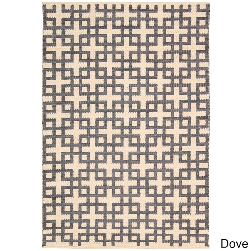 Nourison Maze MAZ01 Area Rug - 5' x 8' - Dove - Geometric - Indoor/Handmade - Flatweave - Casual/Modern & Contemporary - 5' x 8' - Wool/Cotton - Black