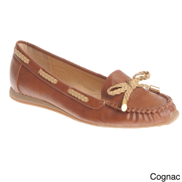 Shop Henry Ferrera Women's Threaded Braid with Bow Loafer Flats ...