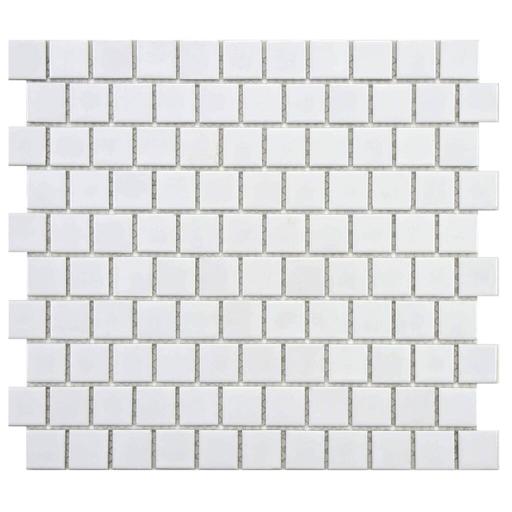 Merola Tile 10.75x11.75-inch Victorian Square Glossy Offset Porcelain Mosaic Floor and Wall Tile (10 tiles/8.97 sqft.)