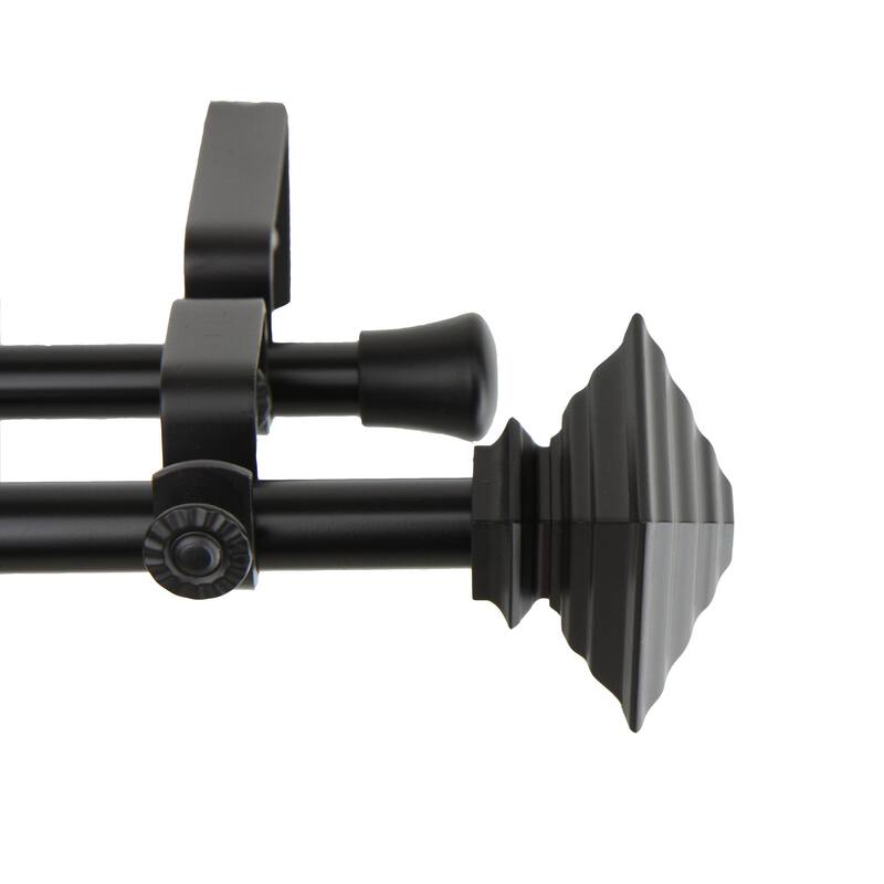 InStyleDesign Black Square Adjustable Double Curtain Rod