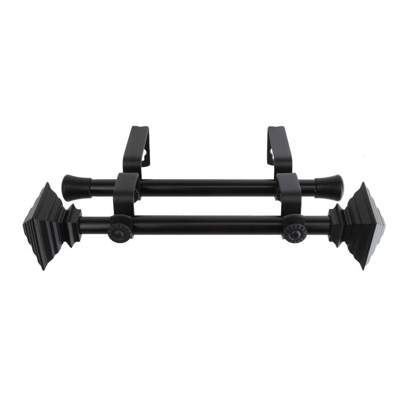 InStyleDesign Black Square Adjustable Double Curtain Rod
