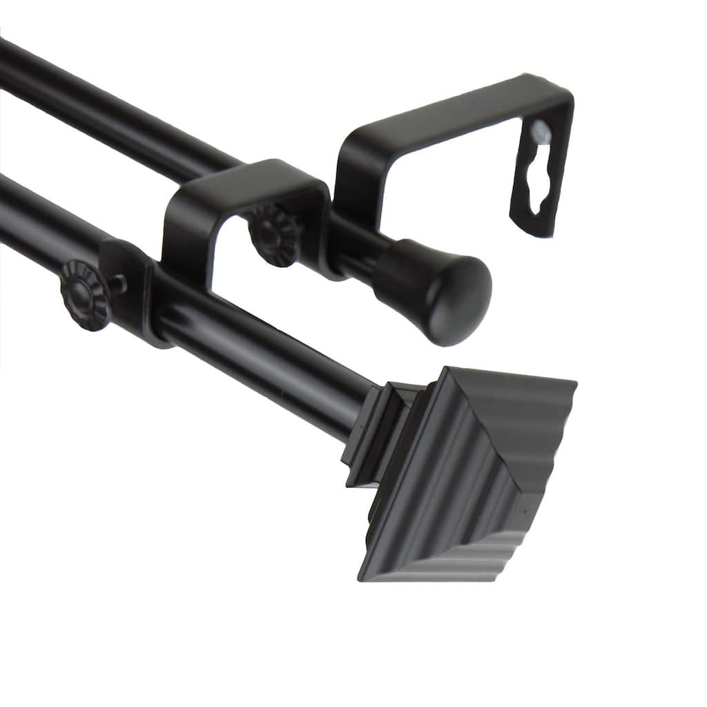 InStyleDesign Black Square Adjustable Double Curtain Rod