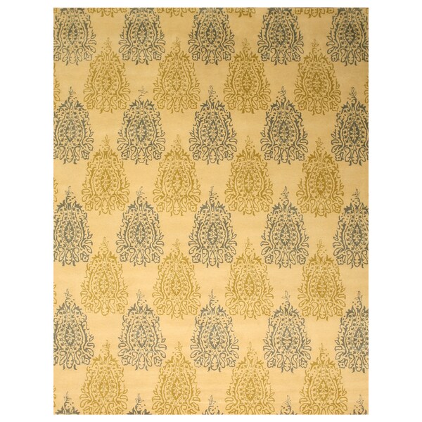 Hand-tufted Wool Ivory Transitional Floral Royal Paisley Rug (7'9 x 9'9)