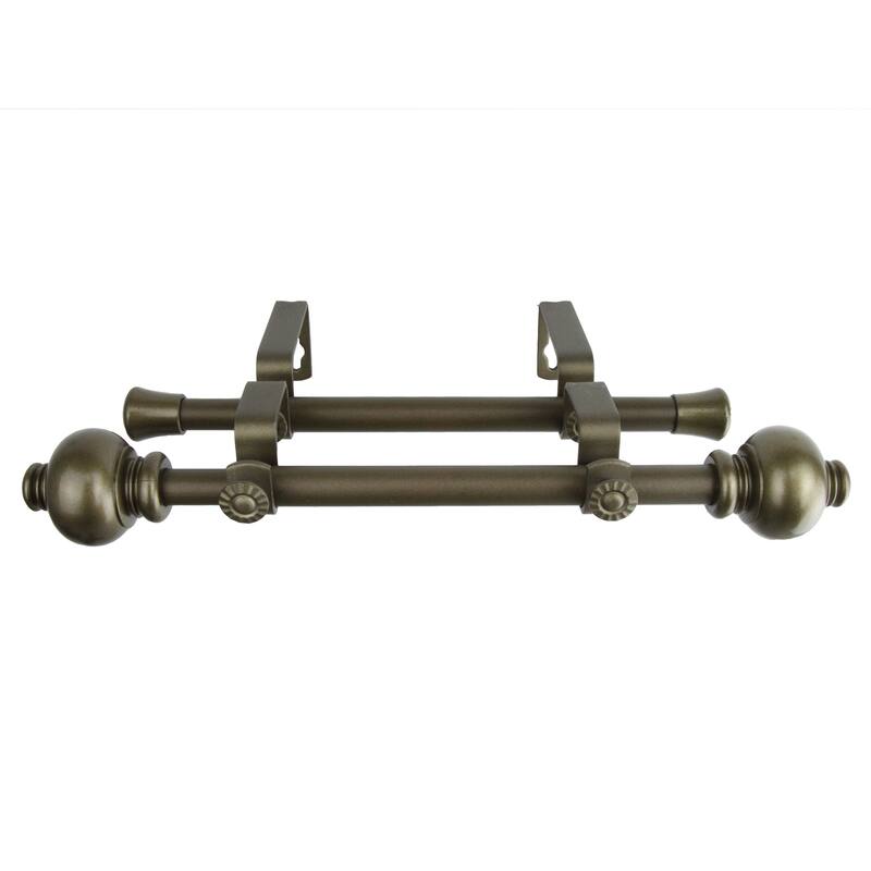 InStyleDesign Antique Gold Bottom Adjustable Double Curtain Rod