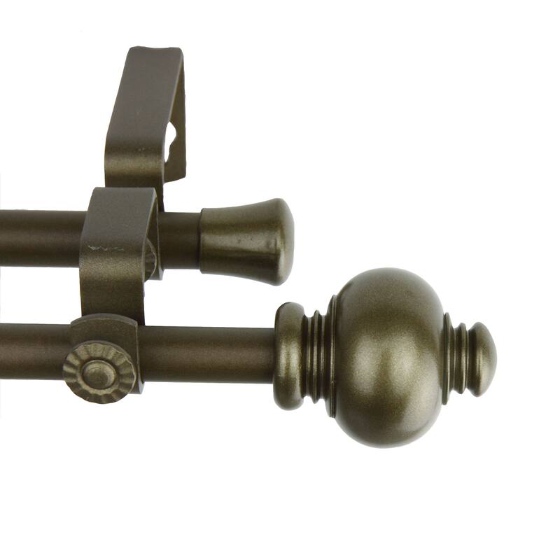 InStyleDesign Antique Gold Bottom Adjustable Double Curtain Rod