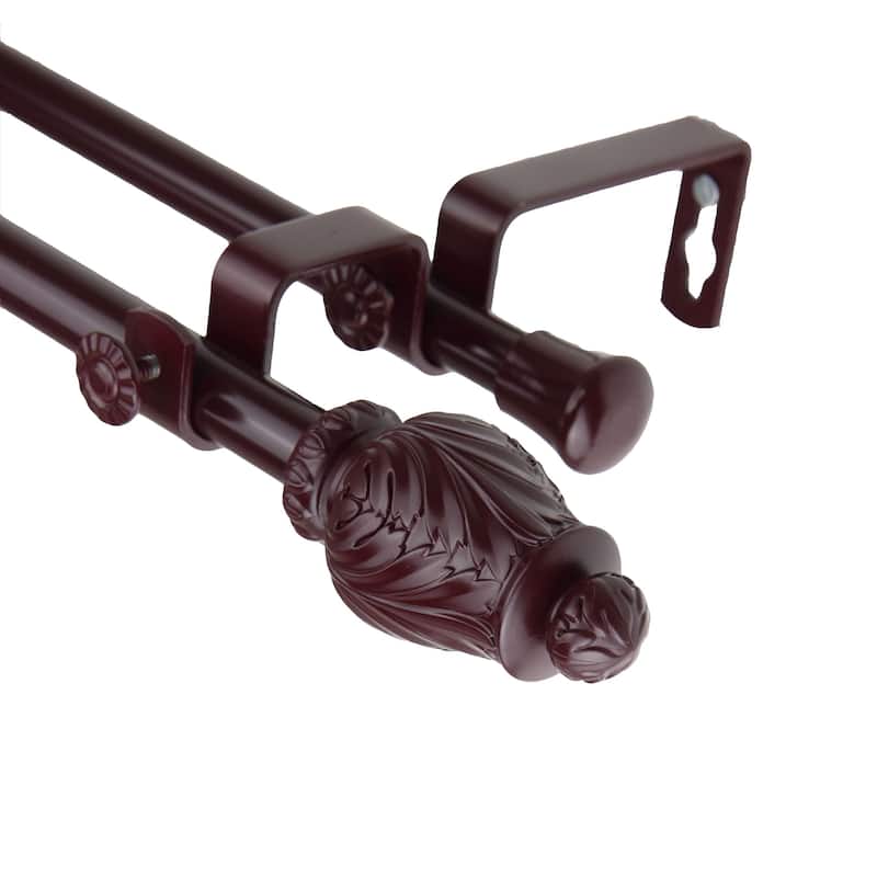 InStyleDesign Mahogany Petal Adjustable Double Curtain Rod