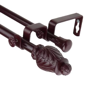 InStyleDesign Mahogany Petal Adjustable Double Curtain Rod