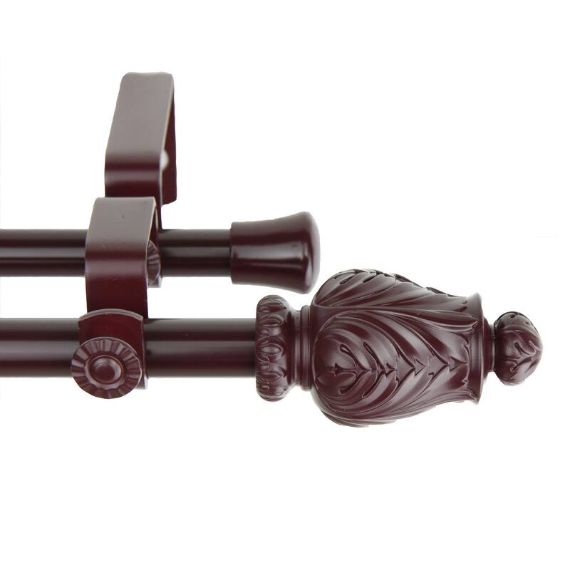InStyleDesign Mahogany Petal Adjustable Double Curtain Rod