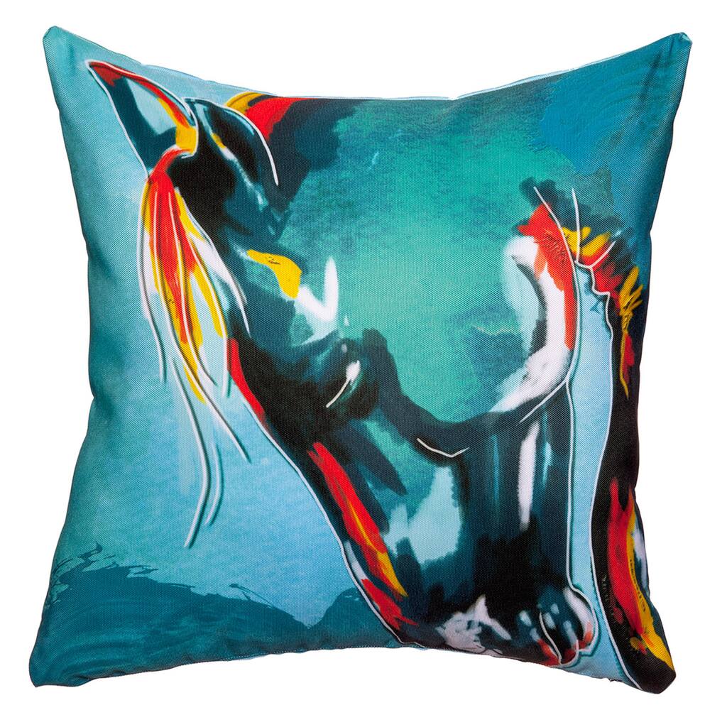 Maxwell Dickson Blue Stallion Throw Pillow