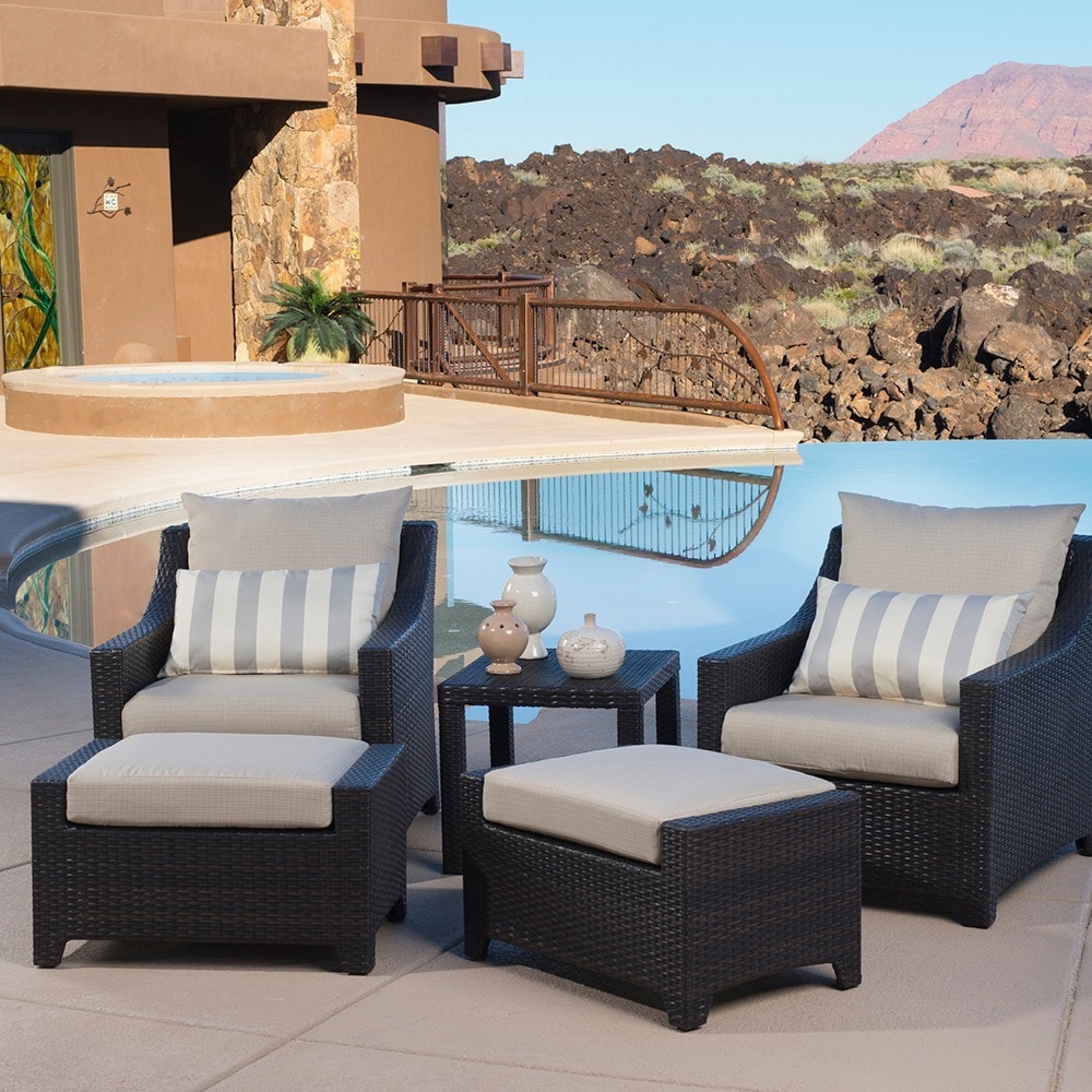 Rst Brands Rst Slate 5 piece Club Chairs And Ottomans Patio Furniture Set Brown Size 5 Piece Sets