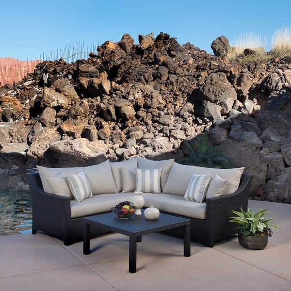Deco 4 Piece Sunbrella Outdoor Patio Sectional And Table On Sale