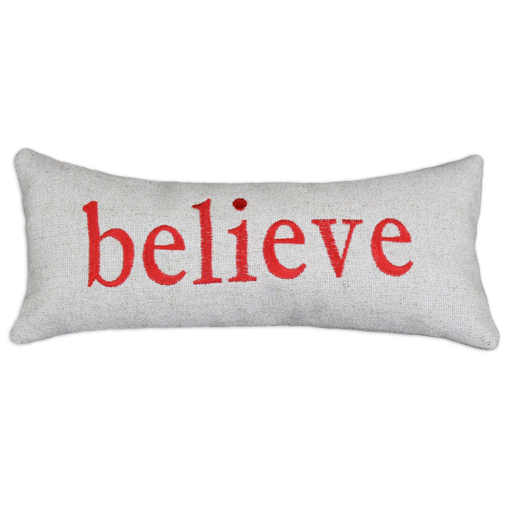 Wisdom Believe Burlap with Red Embroidery 6x14 inch Bolster Pillow