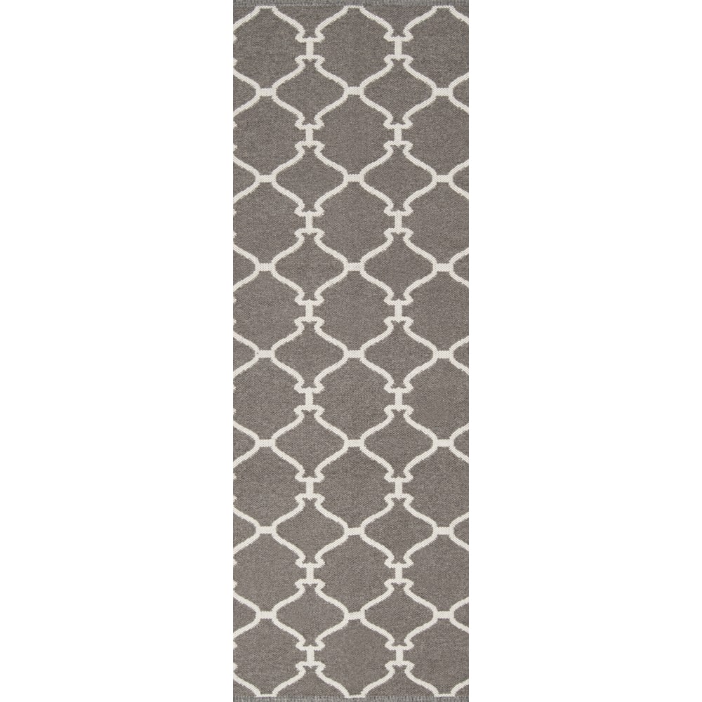Hand-woven Overcast Trellis Grey Brown Wool Area Rug - 2'6" x 8' Runner