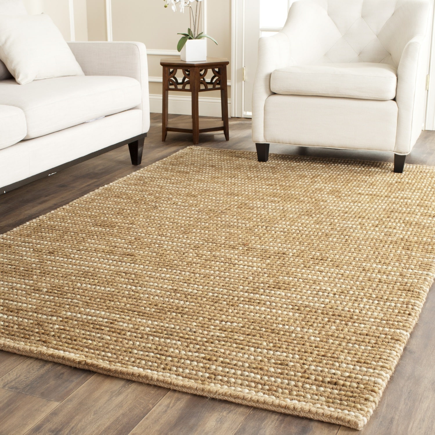 Hand knotted Vegetable Dye Chunky Beige Hemp Rug (2 X 3)