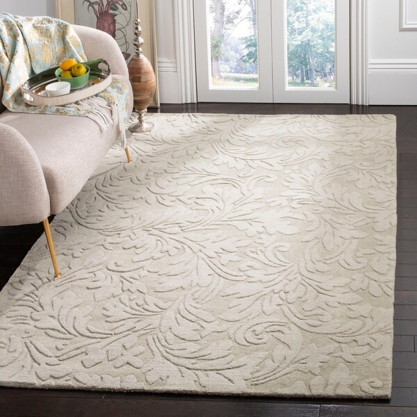 Safavieh Handmade Fern Scrolls Sage New Zealand Wool Rug - 7'6 x 9'6