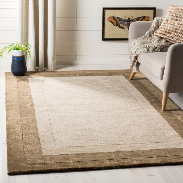 Safavieh Handmade Impressions Modern Beige/ Brown New Zealand Wool Rug - 7'6" x 9'6"