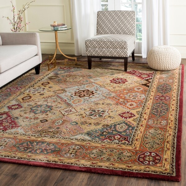 Safavieh Handmade Persian Legend Diamonds Multi/ Rust N.Z. Wool Rug - 7'6 x 9'6