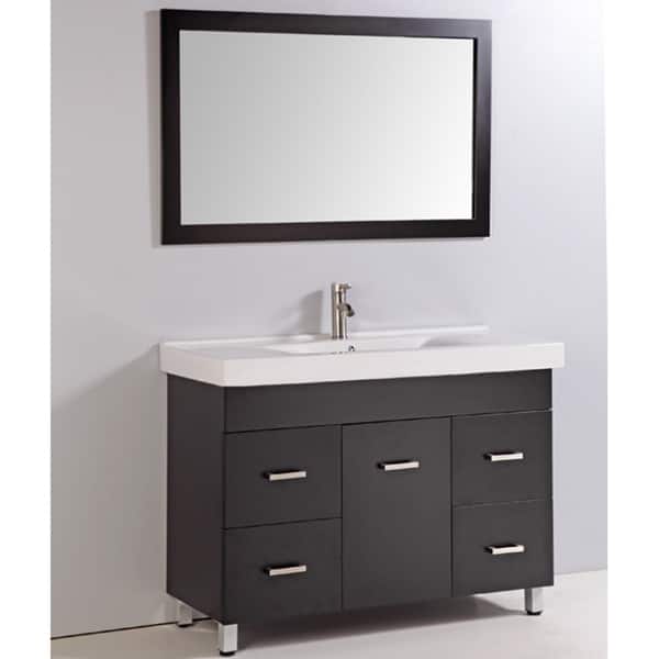 Ceramic Top 48inch Single Sink Bathroom Vanity with Mirror and Faucet