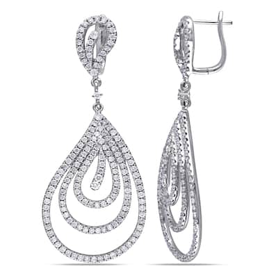 Miadora Signature Collection 14k White Gold 3ct TDW Diamond Teardrop Earrings