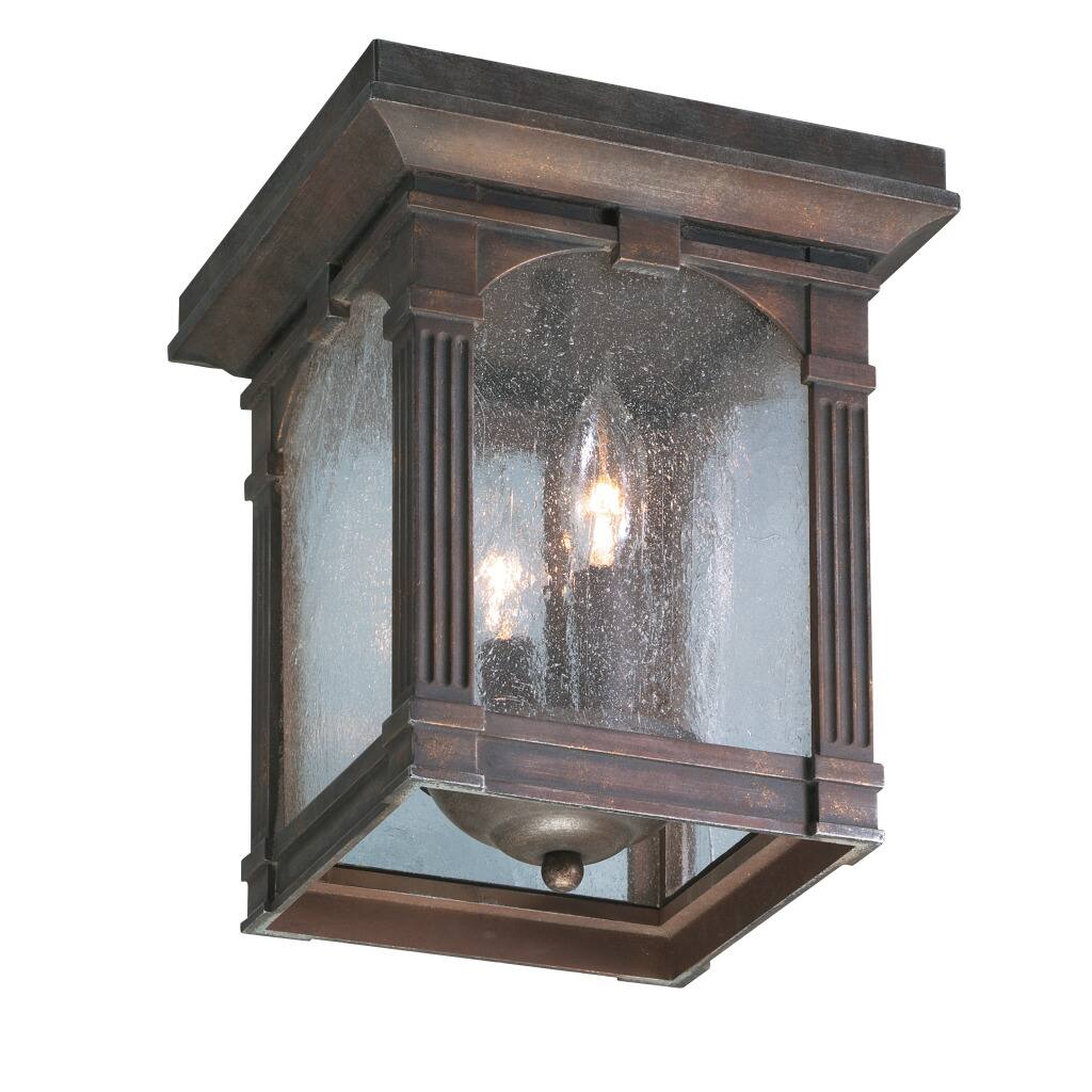 Transitional 2-light Bronzetone Outdoor Flush Light