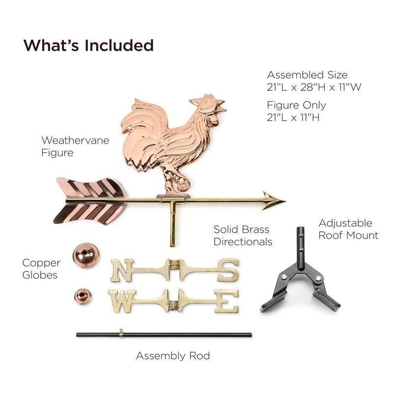 Rooster Garden Weathervane with Garden Pole by Good Directions