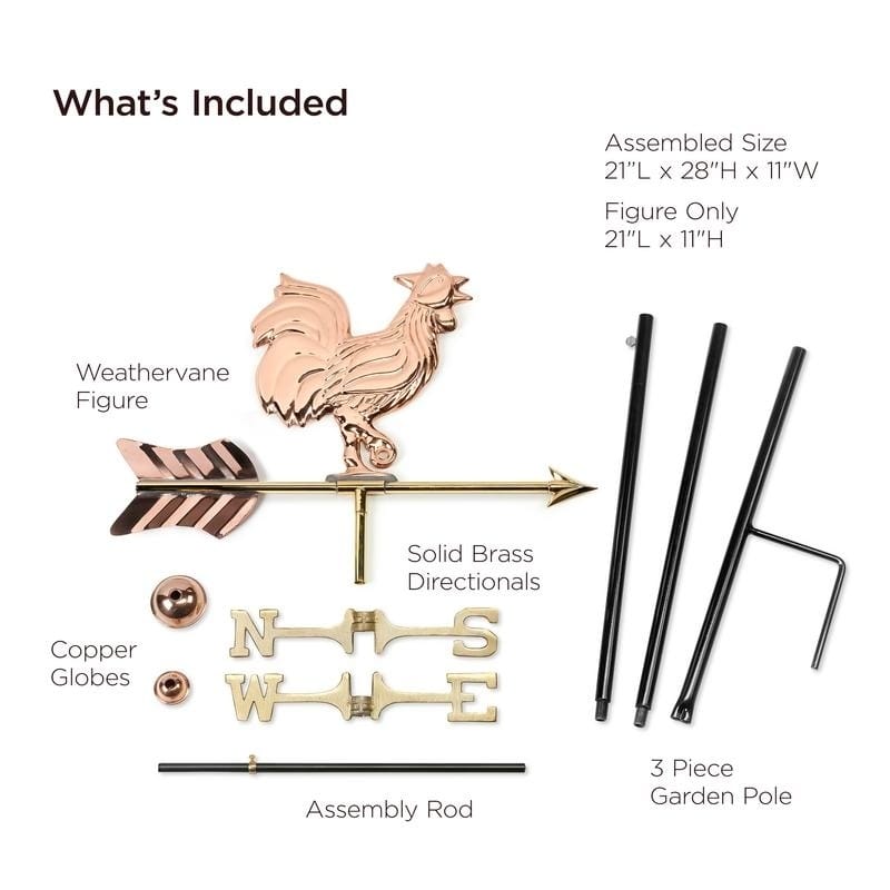 Rooster Garden Weathervane with Garden Pole by Good Directions