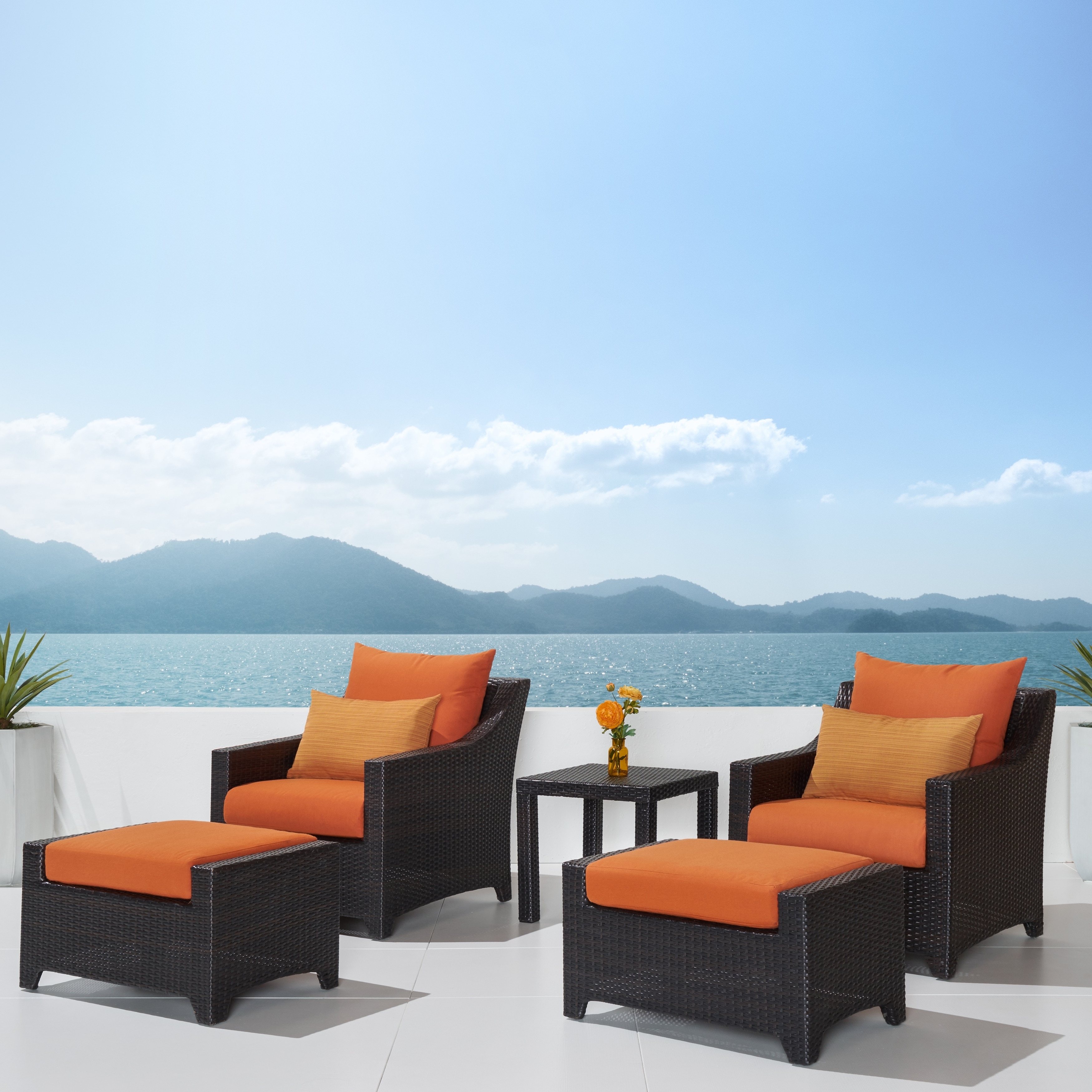 RST Outdoor Tikka 5 Piece Patio Club Chairs and Ottomans Set Compare
