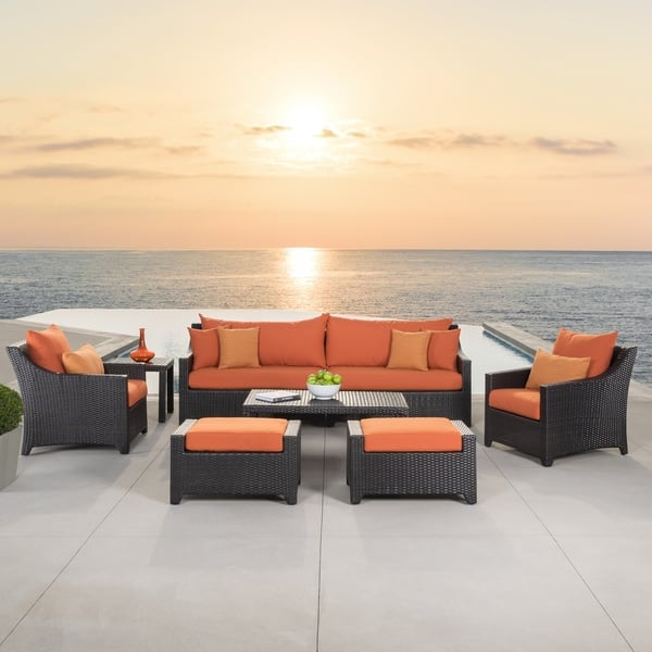 Shop Rst Outdoor Tikka 8 Piece Sofa Club Chair And Ottomans Patio Furniture Set Overstock 7647938