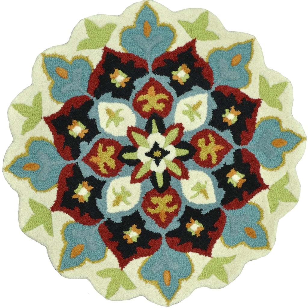 Hand-tufted Penelope Black/ Ivory Wool Rug