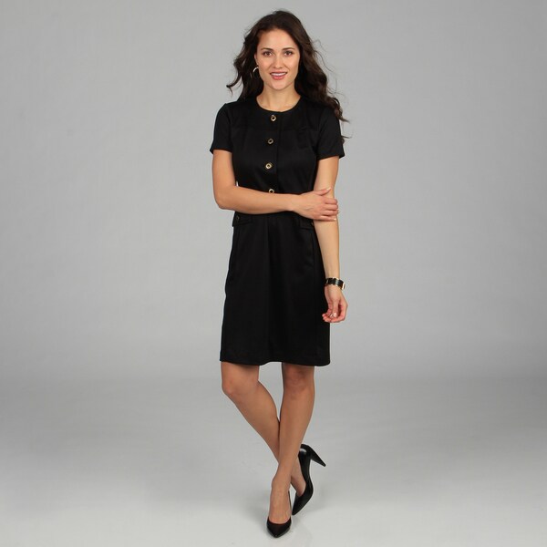 CeCe's New York Women's Black Button front Dress Casual Dresses