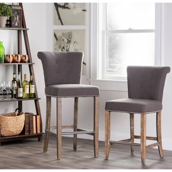 slide 2 of 17, Rafa Grey Upholstered 30-inch Barstool by Kosas Home