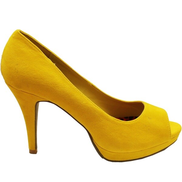 mustard peep toe shoes