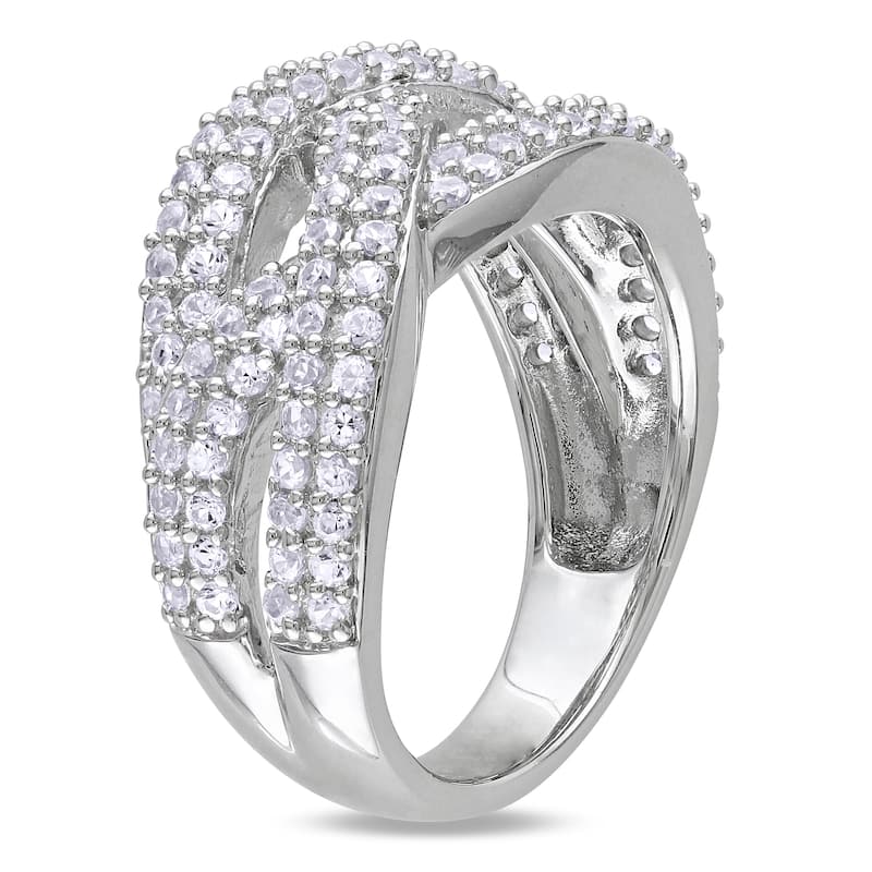 Miadora Sterling Silver Created White Sapphire Ring