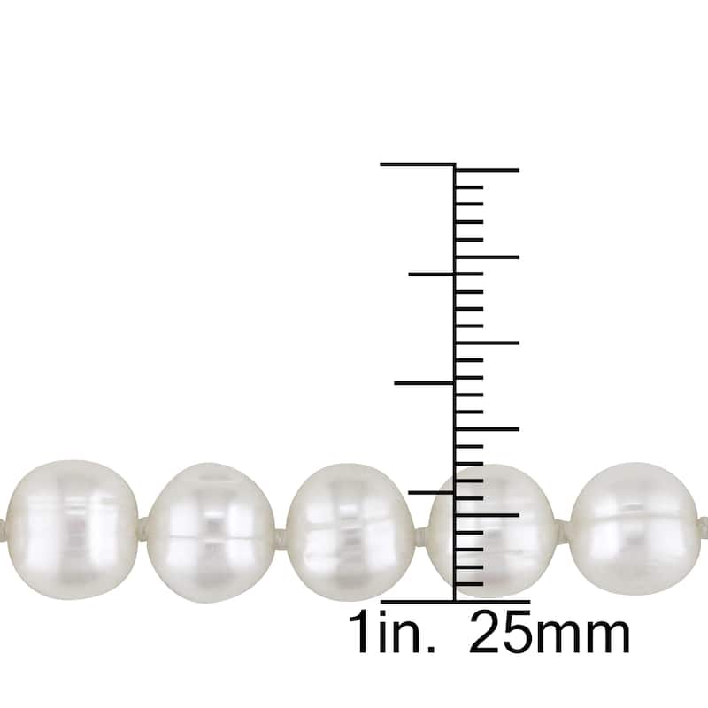 Miadora Sterling Silver White Cultured Freshwater Pearl Bracelet (7.5-8 mm)