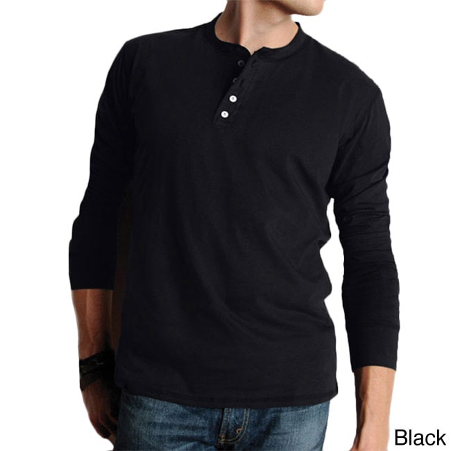 Canvas Men's Cotton Long-sleeved Henley Shirt - Overstock Shopping ...