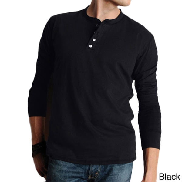 Canvas Men's Cotton Long-sleeved Henley Shirt - Free Shipping On Orders ...