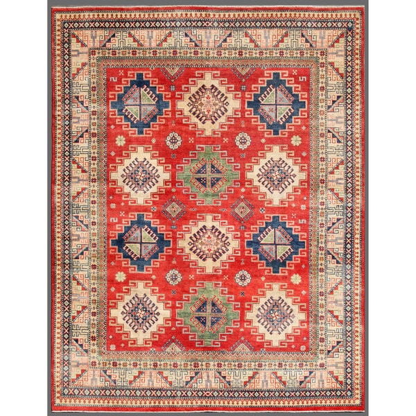 Afghan Hand knotted Kazak Red/ Ivory Wool Rug (7'11 x 10') 7x9   10x14 Rugs