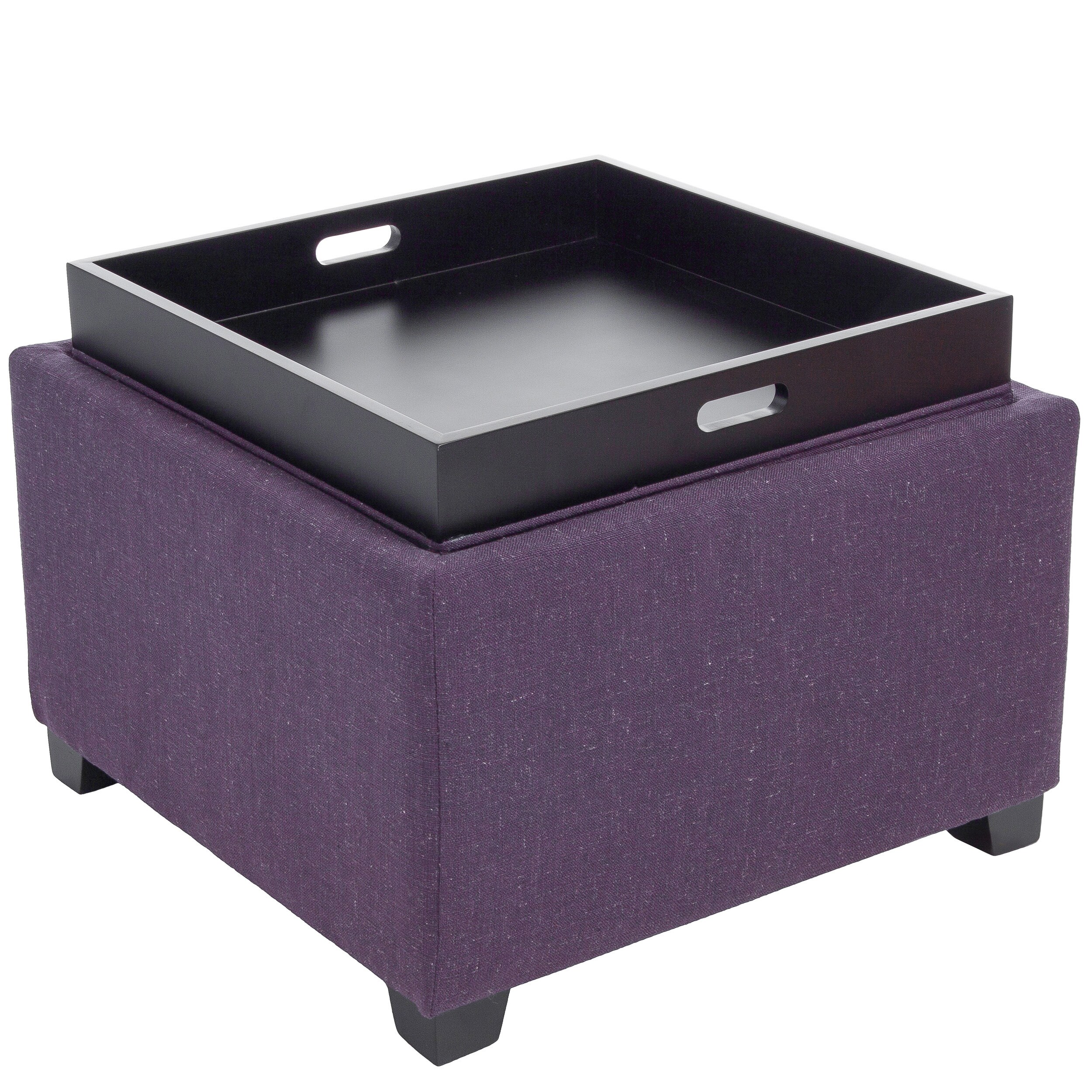 Shop Andrea Purple Fabric Tray Top Storage Ottoman By Christopher