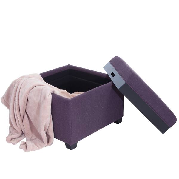 Shop Andrea Purple Fabric Tray Top Storage Ottoman By Christopher